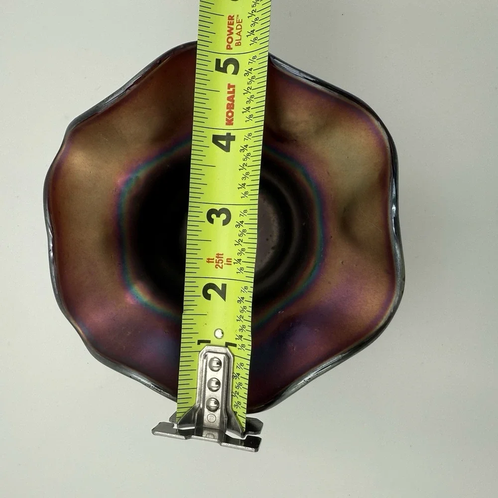 Northwood Amethyst Carnival Glass‎ Hat Case Lustre Fluted Diamond Trim Ribbed
